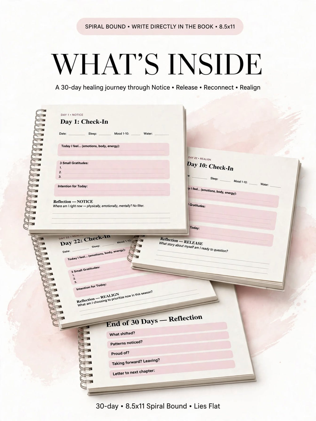 Healing Journal: A 30-Day Journey of Reflection & Realignment I Spiral Bound