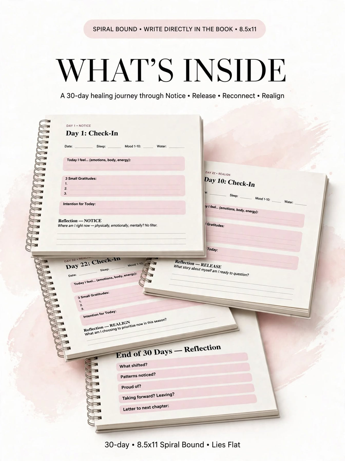 Healing Journal: A 30-Day Journey of Reflection & Realignment I Spiral Bound