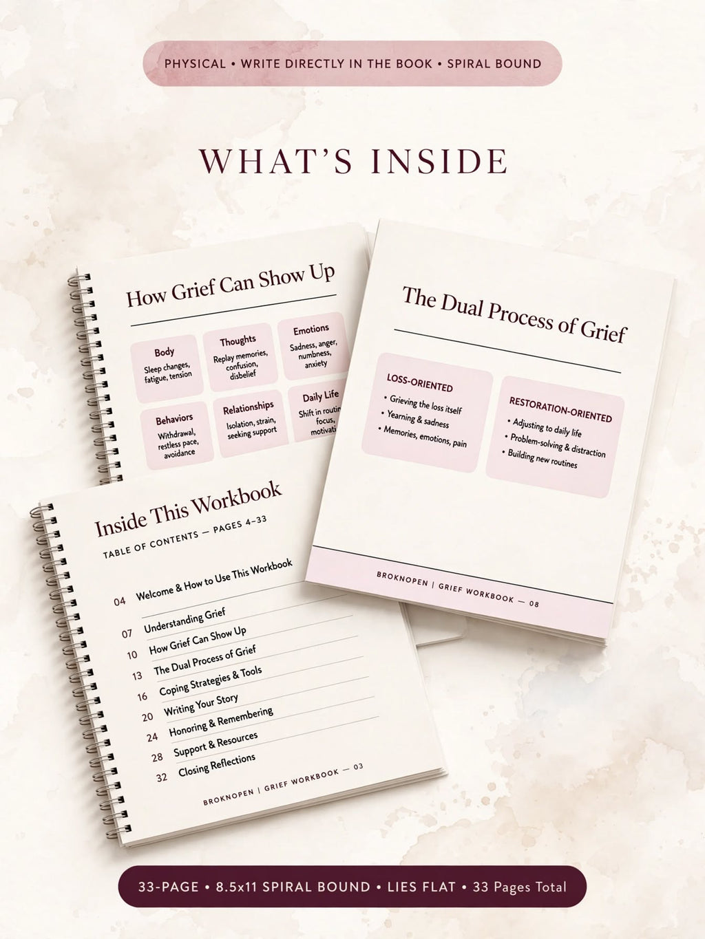 Healing Isn’t Linear: BroknOpen Grief Workbook I Spiral Bound