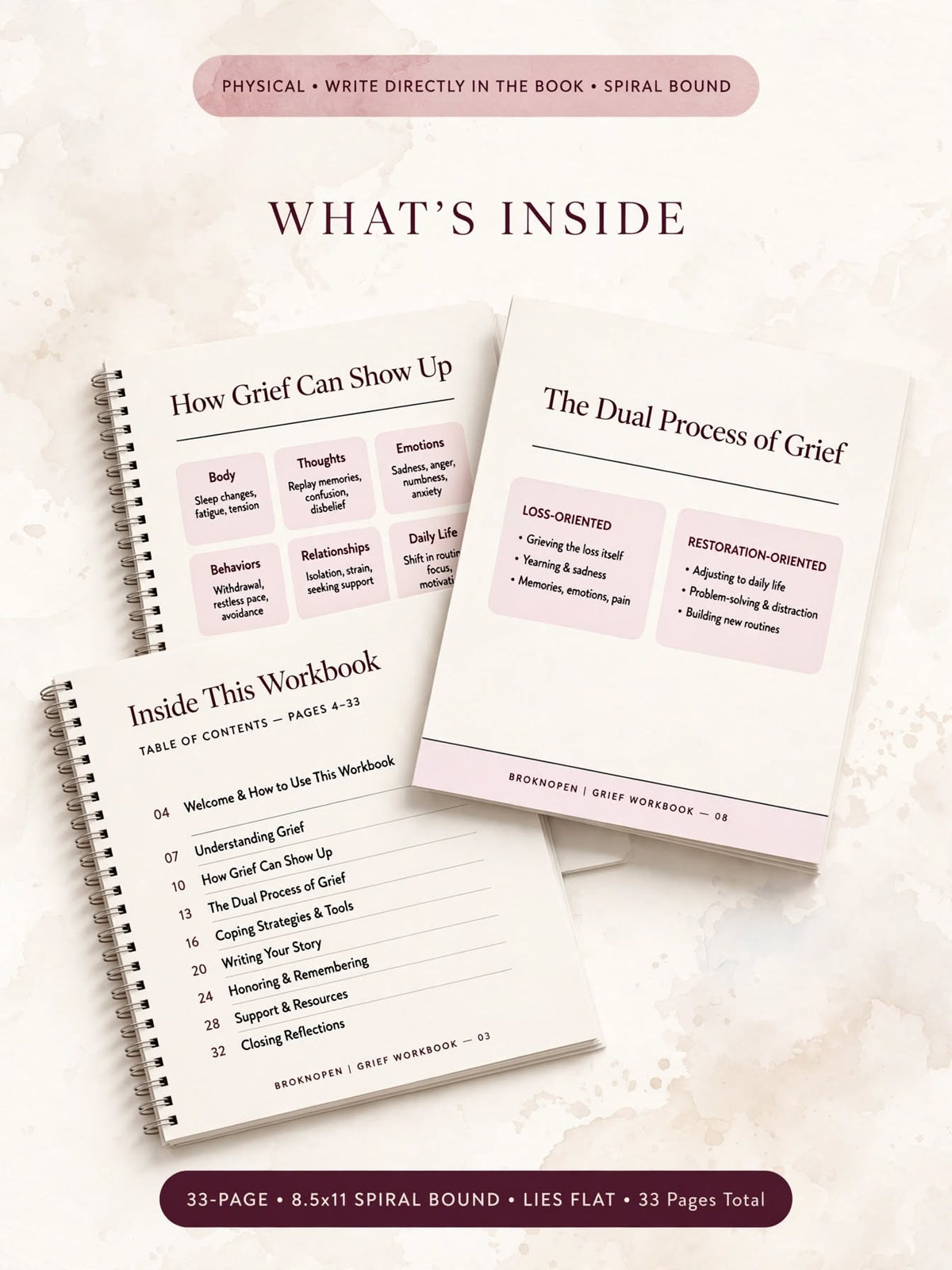 Healing Isn’t Linear: BroknOpen Grief Workbook I Spiral Bound