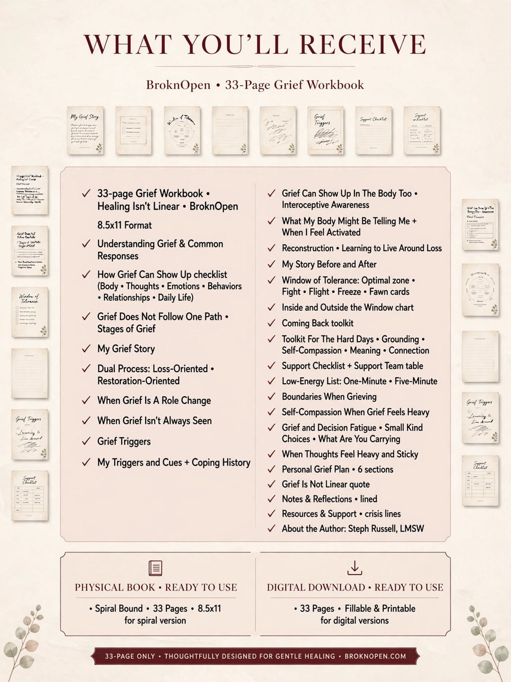 Healing Isn’t Linear: BroknOpen Grief Workbook I Spiral Bound