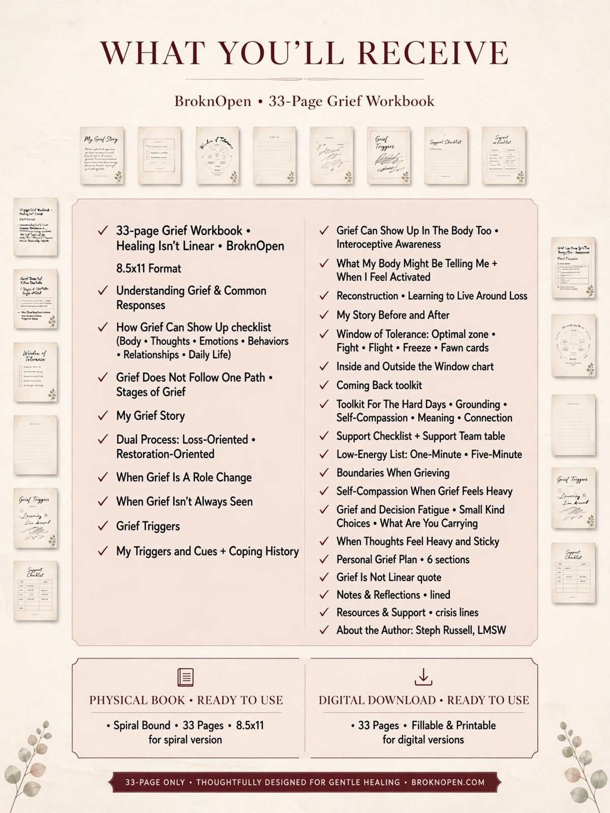 Healing Isn’t Linear: BroknOpen Grief Workbook I Spiral Bound