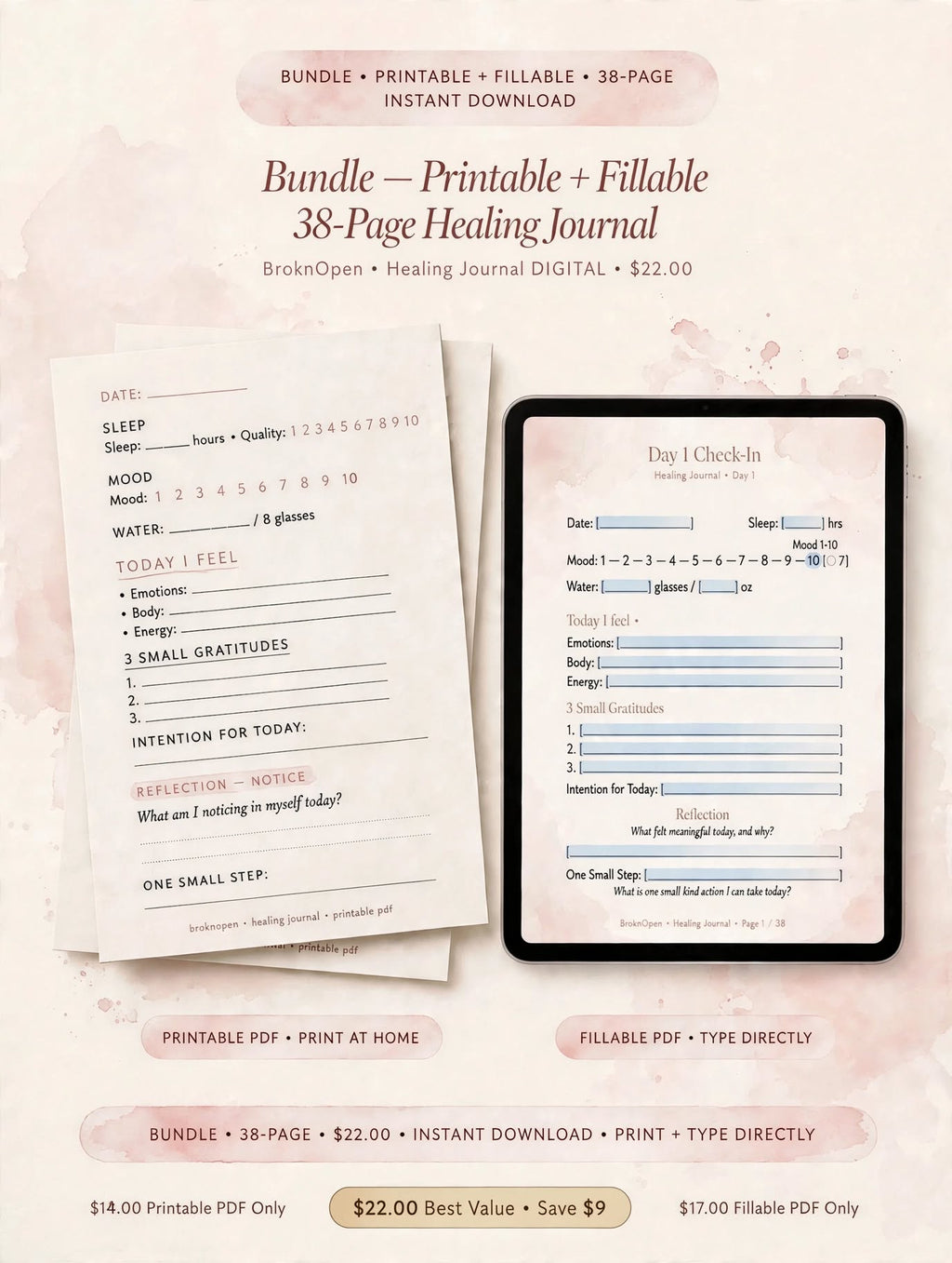 Healing Journal: A 30 Day Journey of Reflection & Realignment I Digital Download