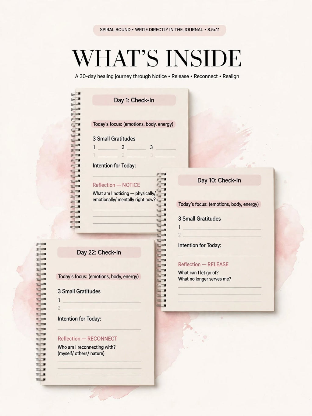 Healing Journal: A 30-Day Journey of Reflection & Realignment I Spiral Bound